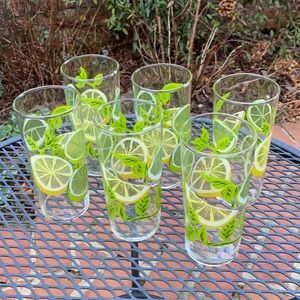 Beautiful lemon-lime drinking glasses